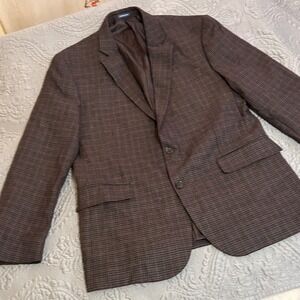 Stafford Mens Classic Fit Blazer Marino Wool Sport Coat Houndstooth Sz 44 Reg